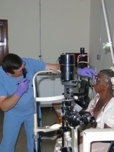 Dr. Mike Hutton performing retinoscopy
